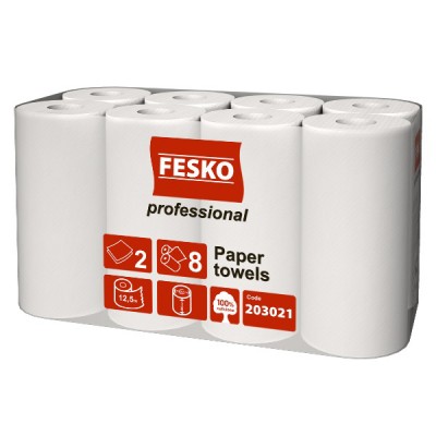 Рушники паперові FESCO Professional 2шар білі 8 рулонів